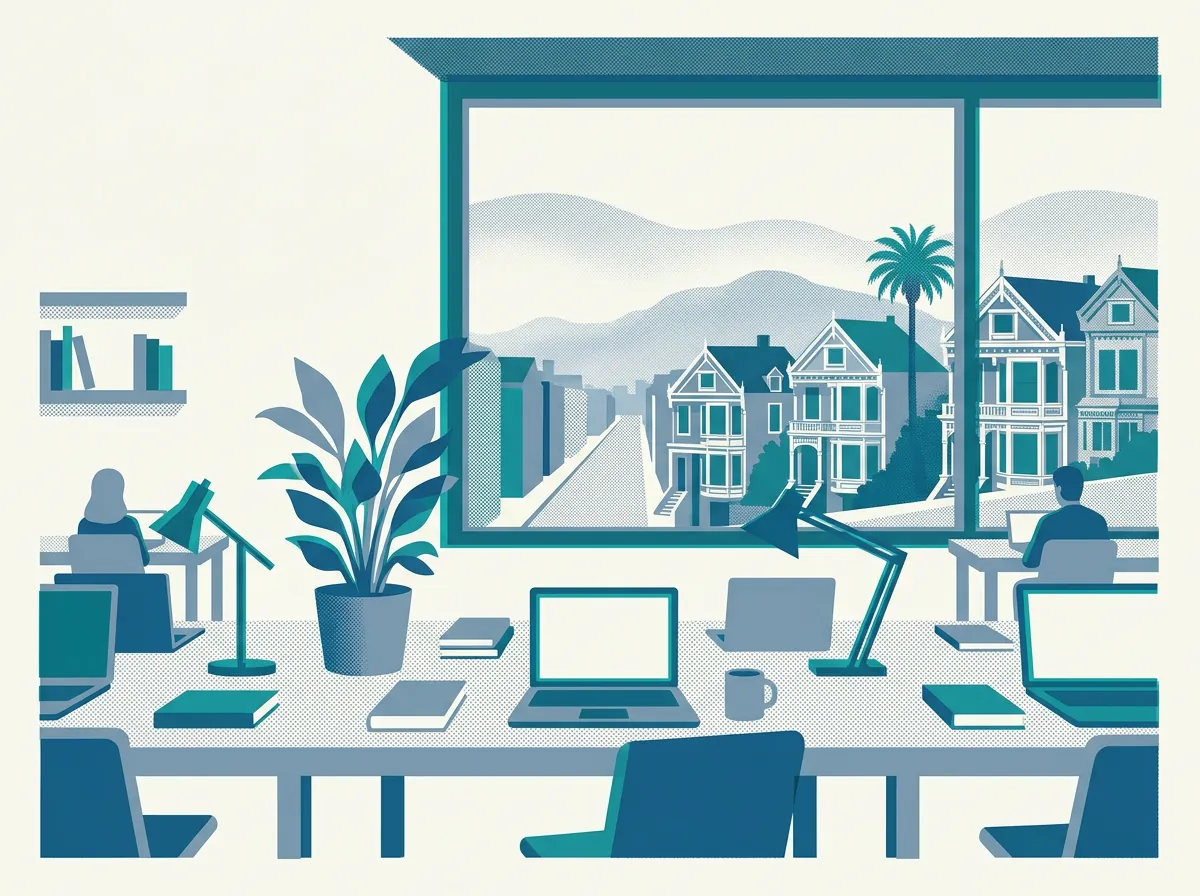 Illustration of coworking spaces in San Francisco