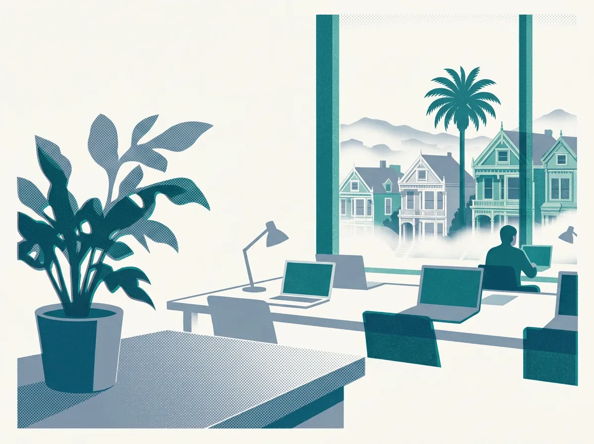 Illustration of coworking spaces in San Francisco