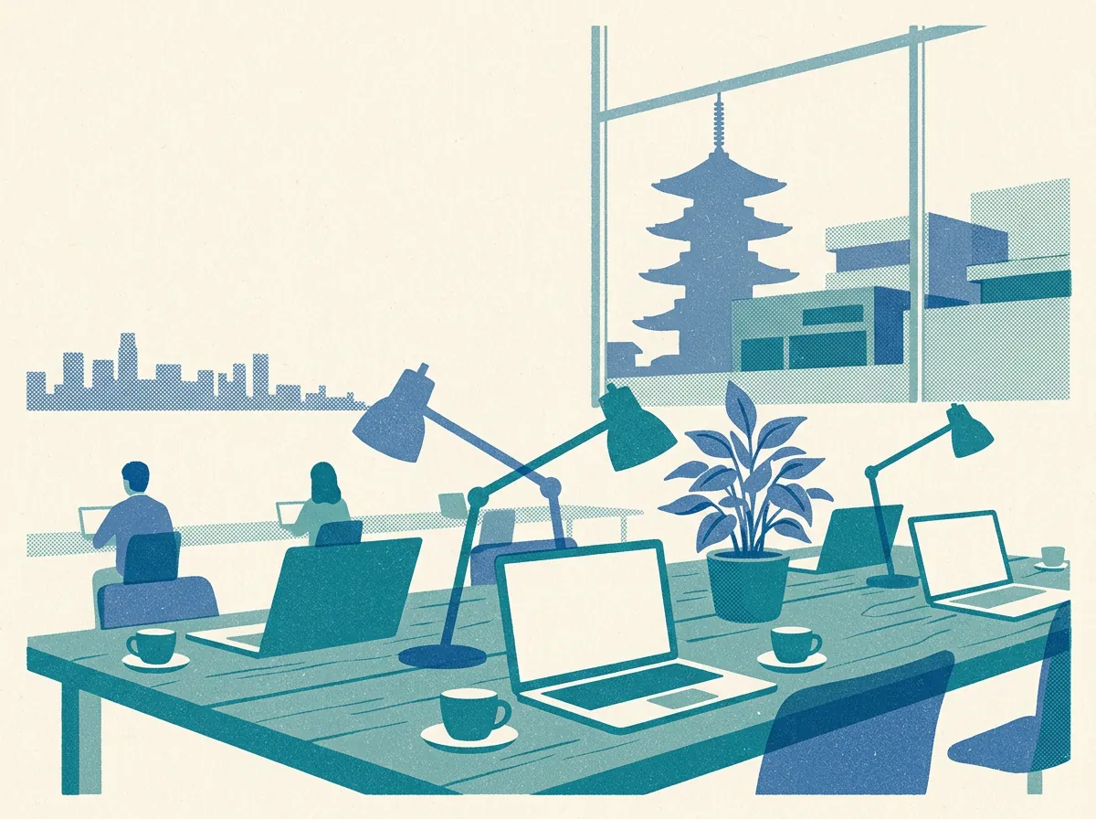 Illustration of coworking spaces in Japantown