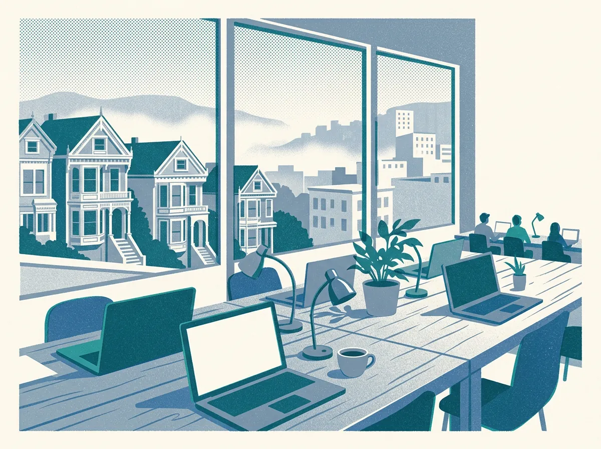 Illustration of coworking spaces in San Francisco